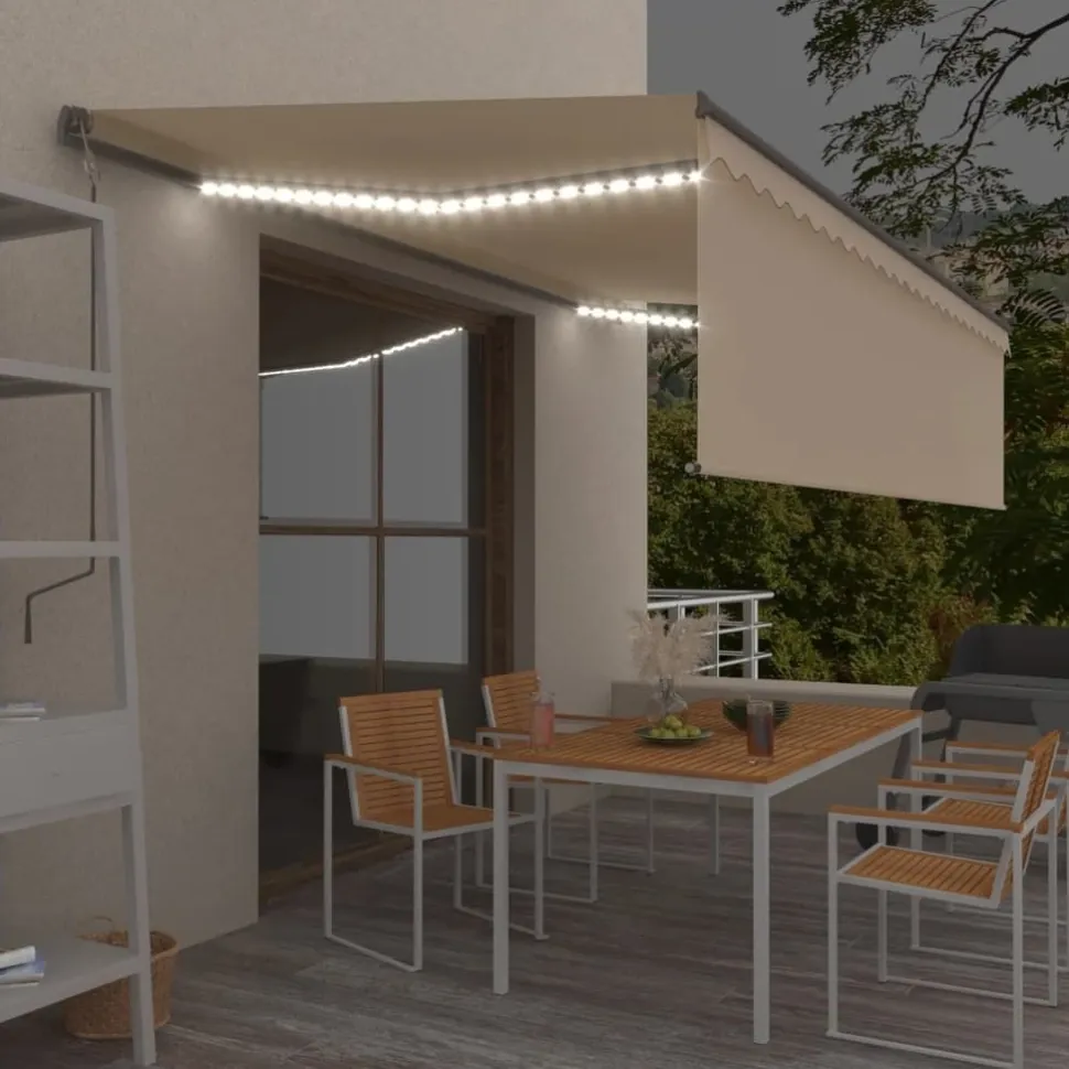 Käsin sisäänkelattava markiisi verhot/LED 3,5x2,5 m kerma