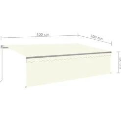 Käsin sisäänkelattava markiisi verhot/LED 3,5x2,5 m kerma
