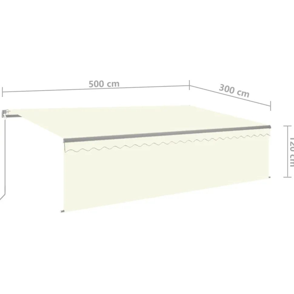 Käsin sisäänkelattava markiisi verhot/LED 3,5x2,5 m kerma
