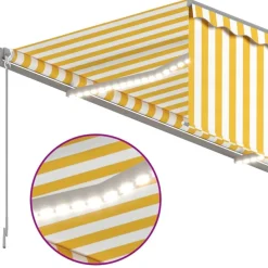 Käsin sisäänkelattava markiisi verhot/LED 3,5x2,5 m kerma