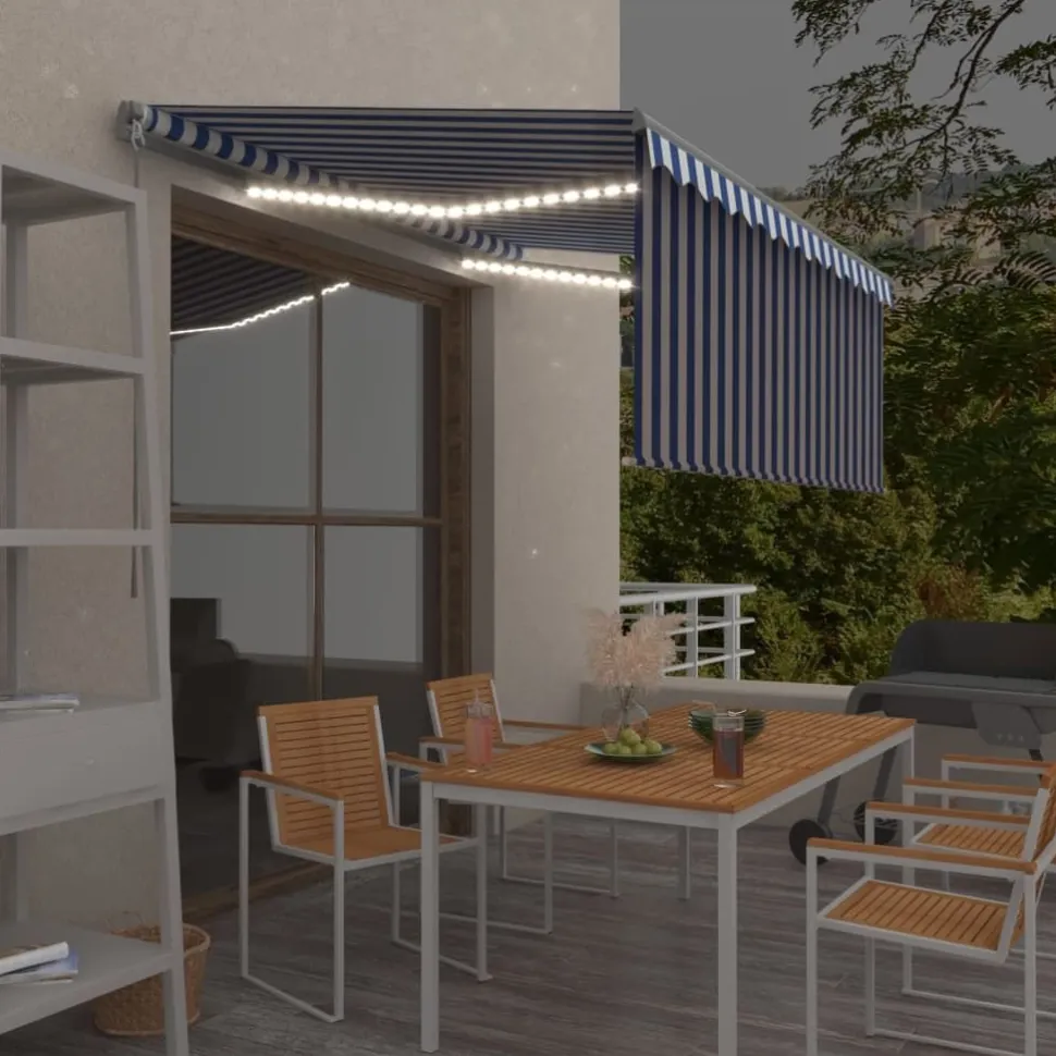 Käsin sisäänkelattava markiisi verhot/LED 3,5x2,5 m kerma
