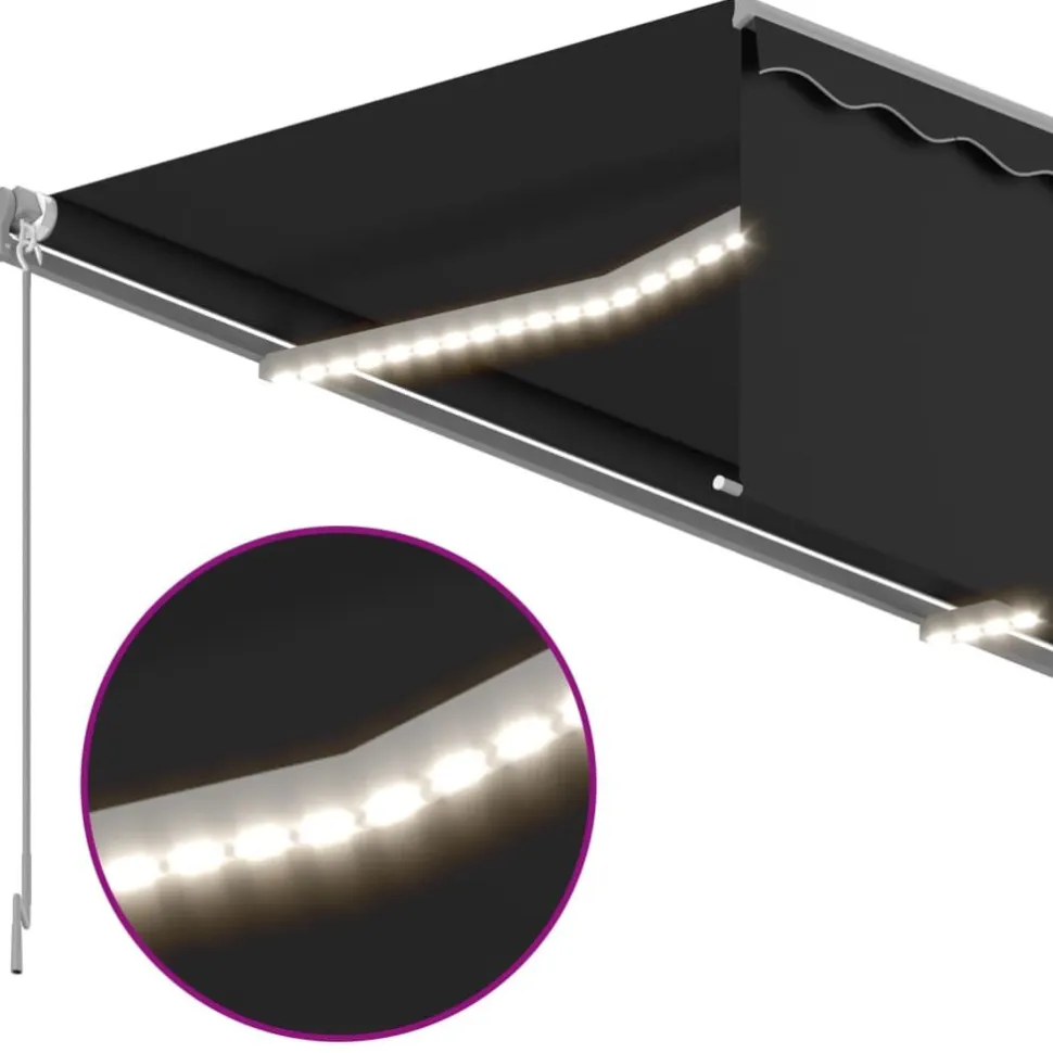Käsin sisäänkelattava markiisi verhot/LED 3,5x2,5 m kerma