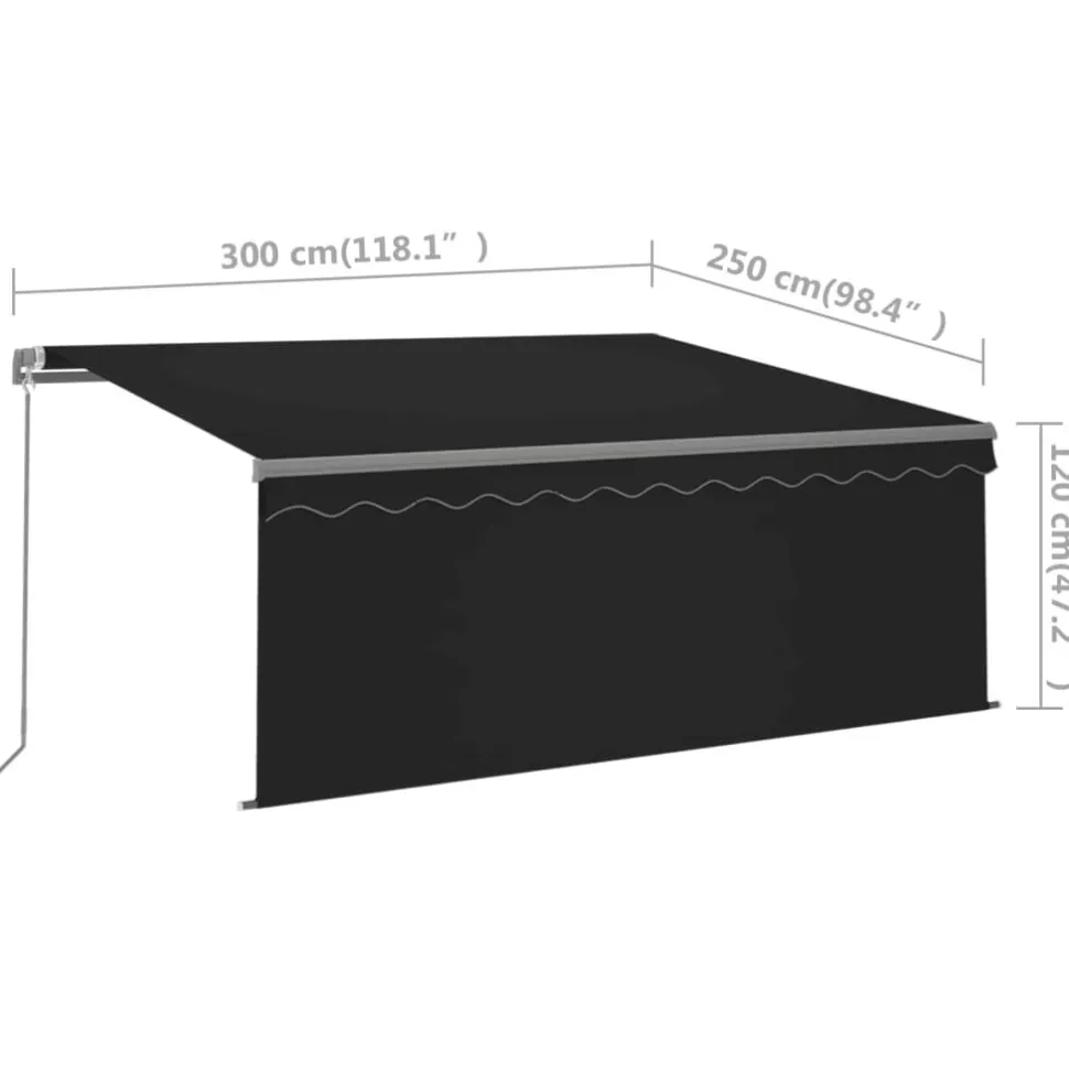 Käsin sisäänkelattava markiisi verhot/LED 3,5x2,5 m kerma
