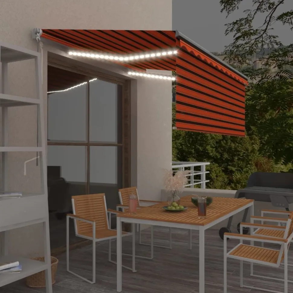 Käsin sisäänkelattava markiisi verhot/LED 3,5x2,5 m kerma