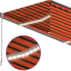 Käsin sisäänkelattava markiisi verhot/LED 3,5x2,5 m kerma