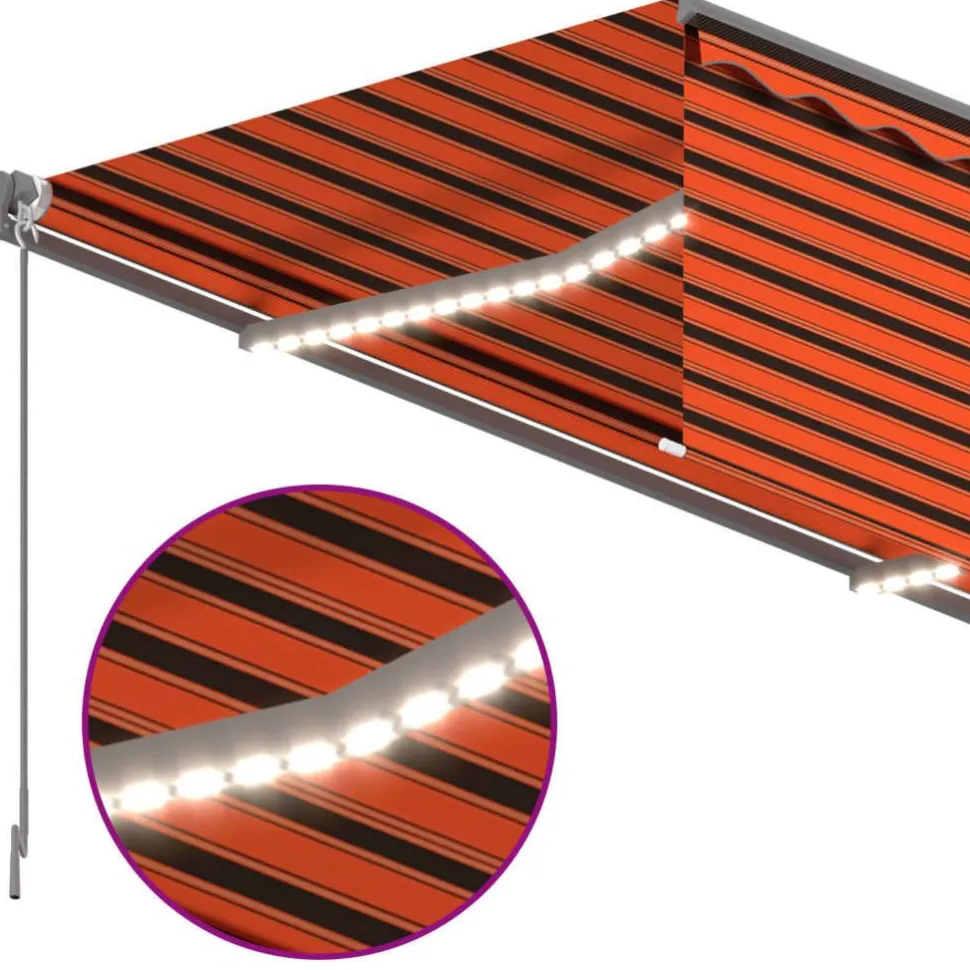 Käsin sisäänkelattava markiisi verhot/LED 3,5x2,5 m kerma