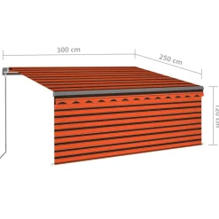 Käsin sisäänkelattava markiisi verhot/LED 3,5x2,5 m kerma