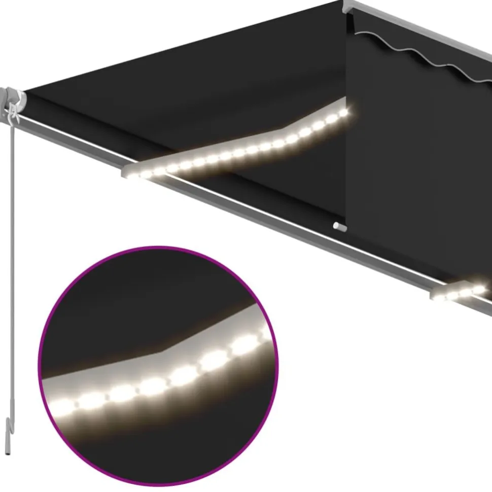 Käsin sisäänkelattava markiisi verhot/LED 3,5x2,5 m kerma