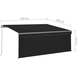 Käsin sisäänkelattava markiisi verhot/LED 3,5x2,5 m kerma