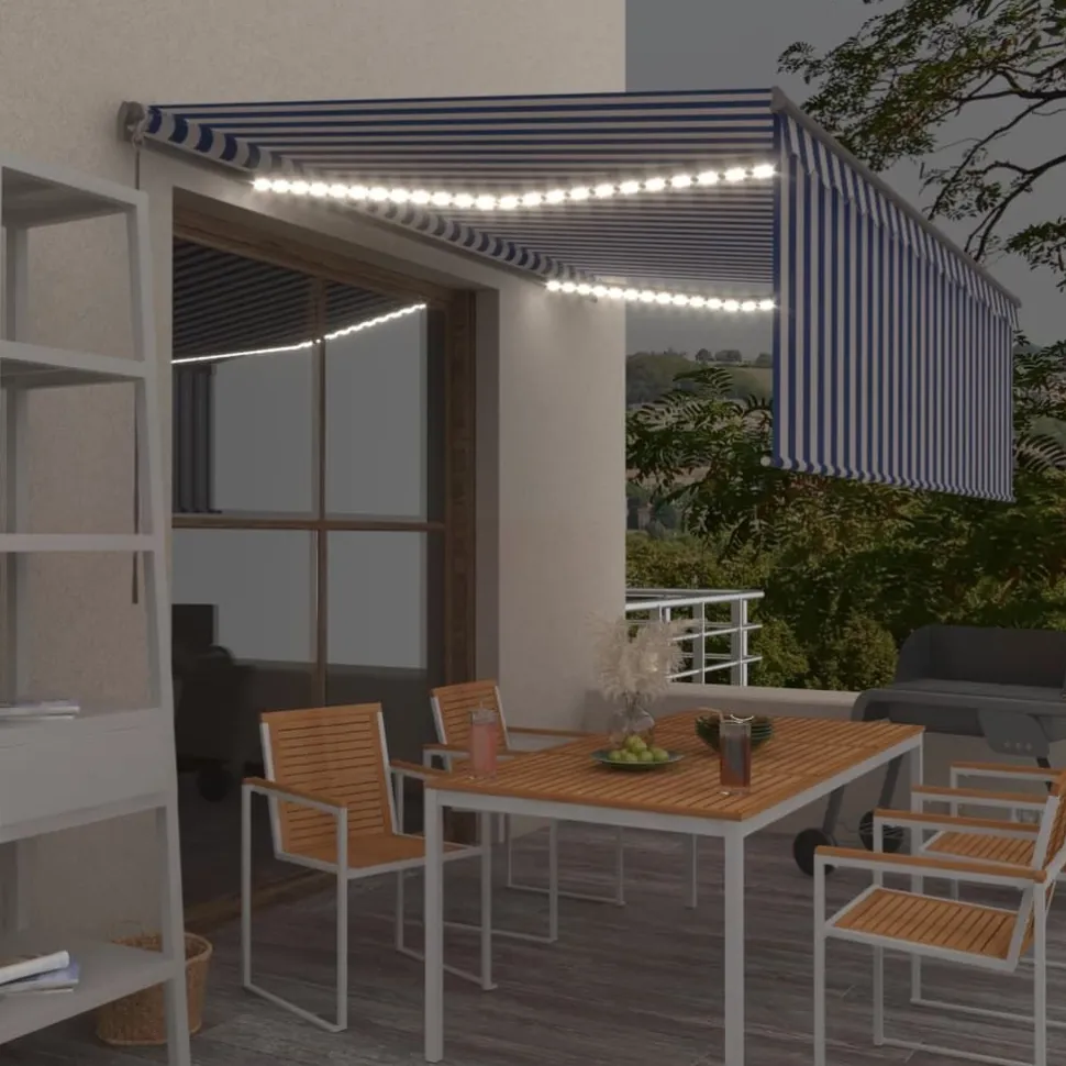 Käsin sisäänkelattava markiisi verhot/LED 3,5x2,5 m kerma