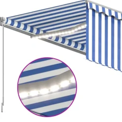 Käsin sisäänkelattava markiisi verhot/LED 3,5x2,5 m kerma