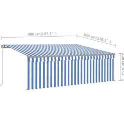Käsin sisäänkelattava markiisi verhot/LED 3,5x2,5 m kerma