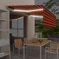 Käsin sisäänkelattava markiisi verhot/LED 3,5x2,5 m kerma