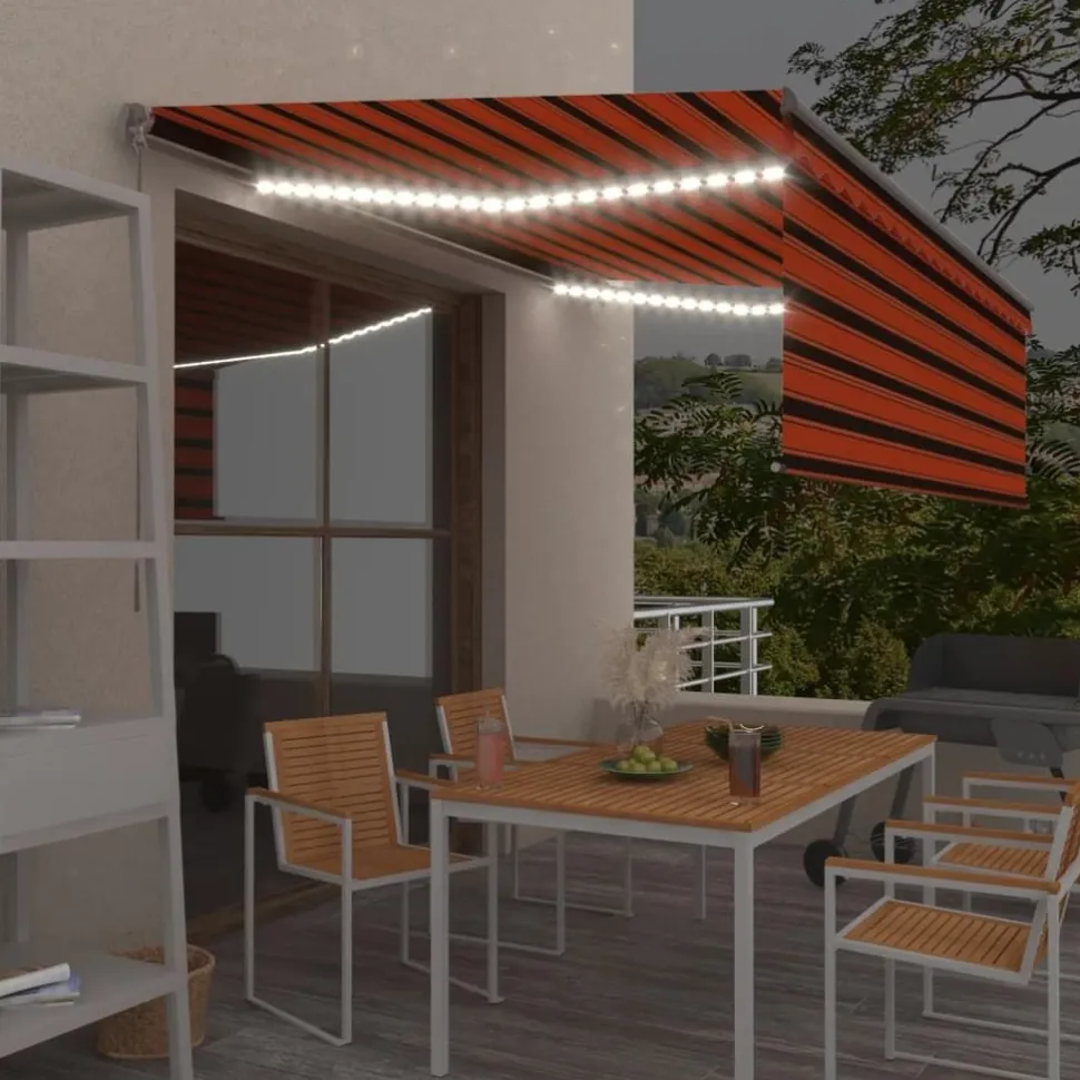 Käsin sisäänkelattava markiisi verhot/LED 3,5x2,5 m kerma