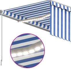 Käsin sisäänkelattava markiisi verhot/LED 3,5x2,5 m kerma
