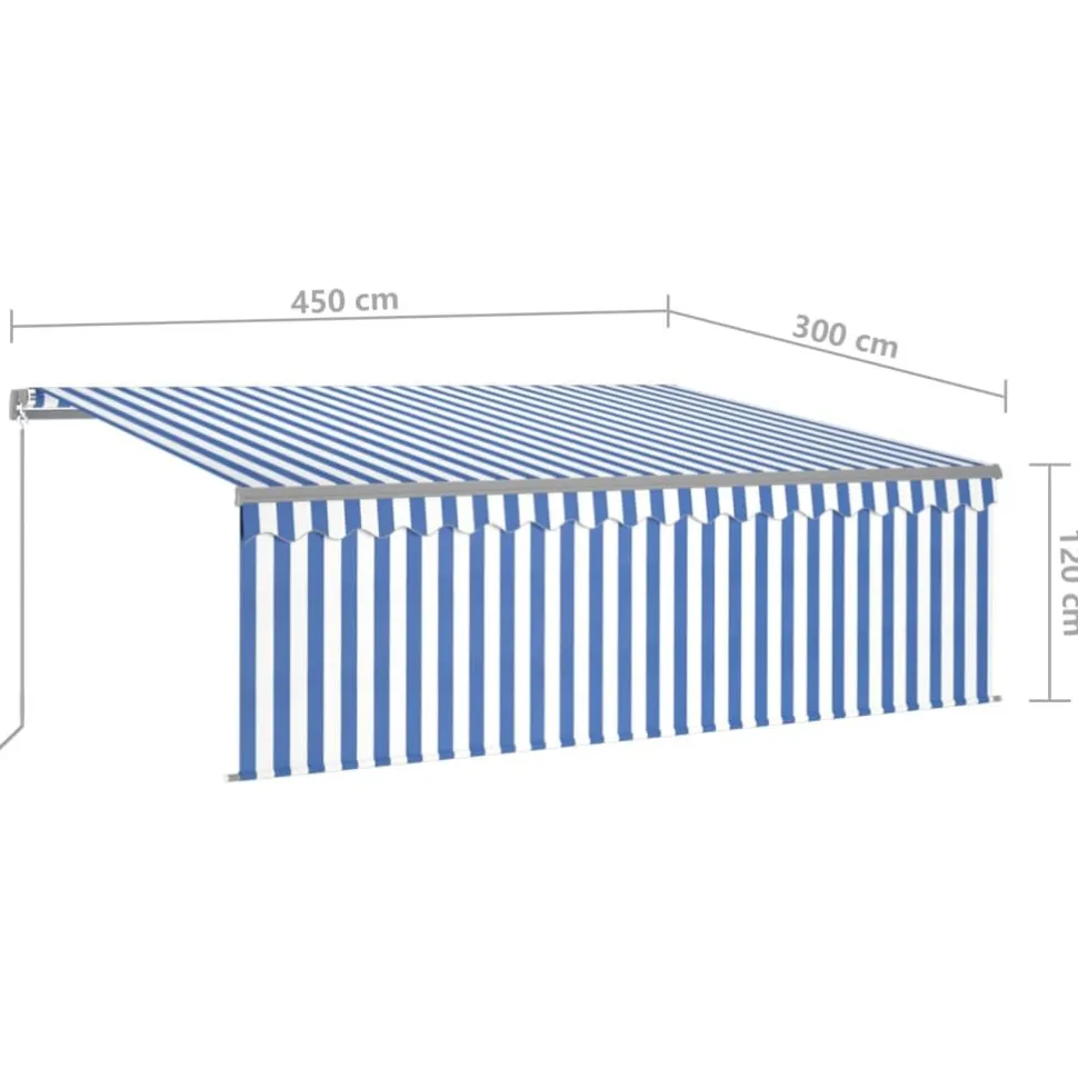 Käsin sisäänkelattava markiisi verhot/LED 3,5x2,5 m kerma