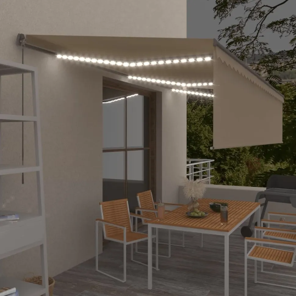 Käsin sisäänkelattava markiisi verhot/LED 3,5x2,5 m kerma