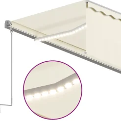 Käsin sisäänkelattava markiisi verhot/LED 3,5x2,5 m kerma
