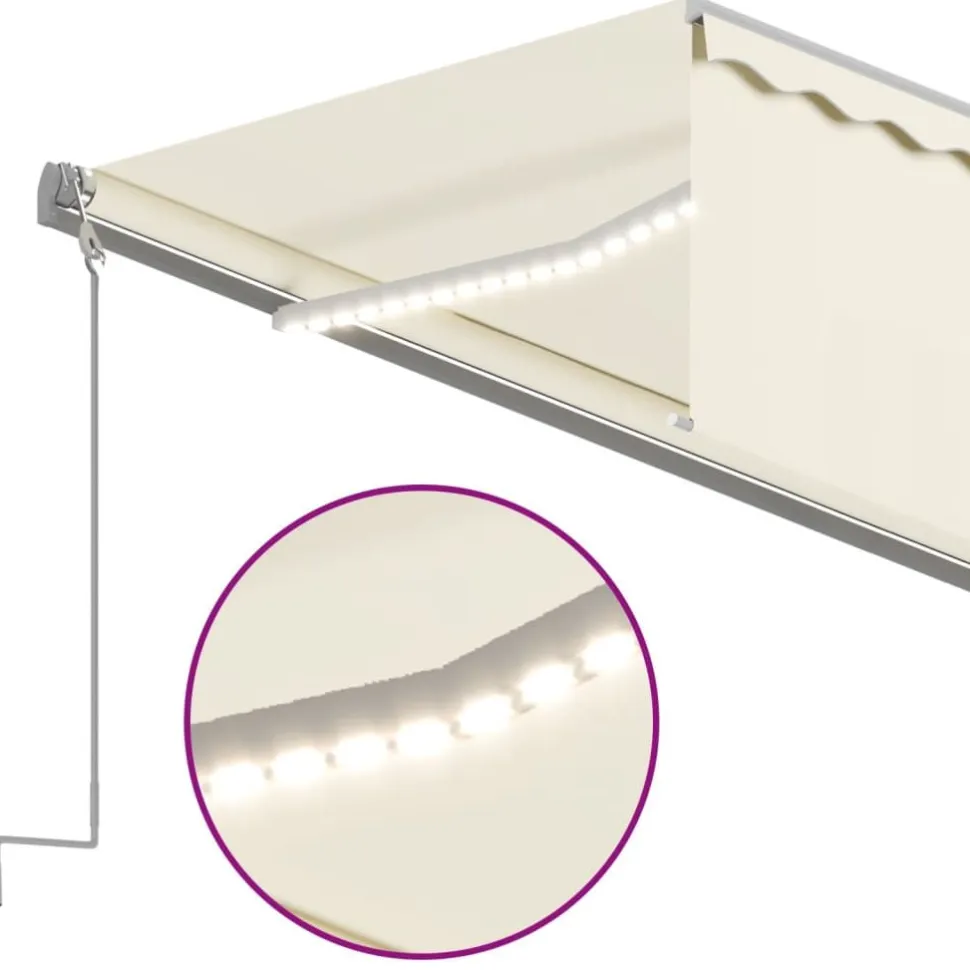 Käsin sisäänkelattava markiisi verhot/LED 3,5x2,5 m kerma