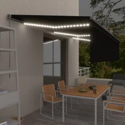 Käsin sisäänkelattava markiisi verhot/LED 3,5x2,5 m kerma