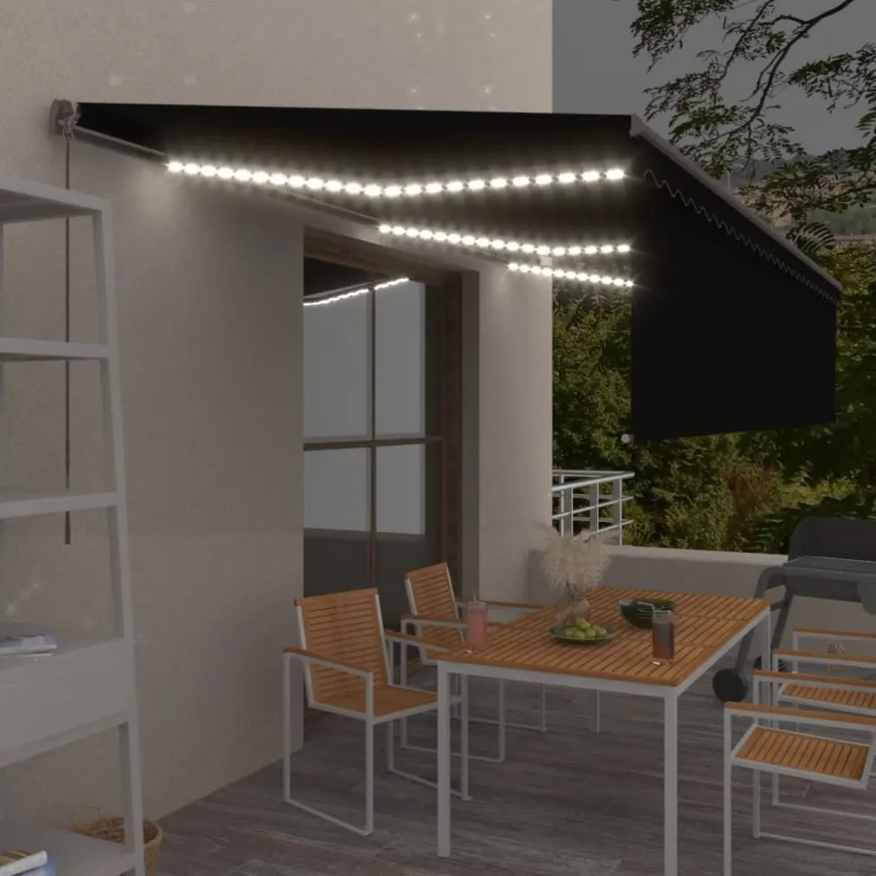 Käsin sisäänkelattava markiisi verhot/LED 3,5x2,5 m kerma