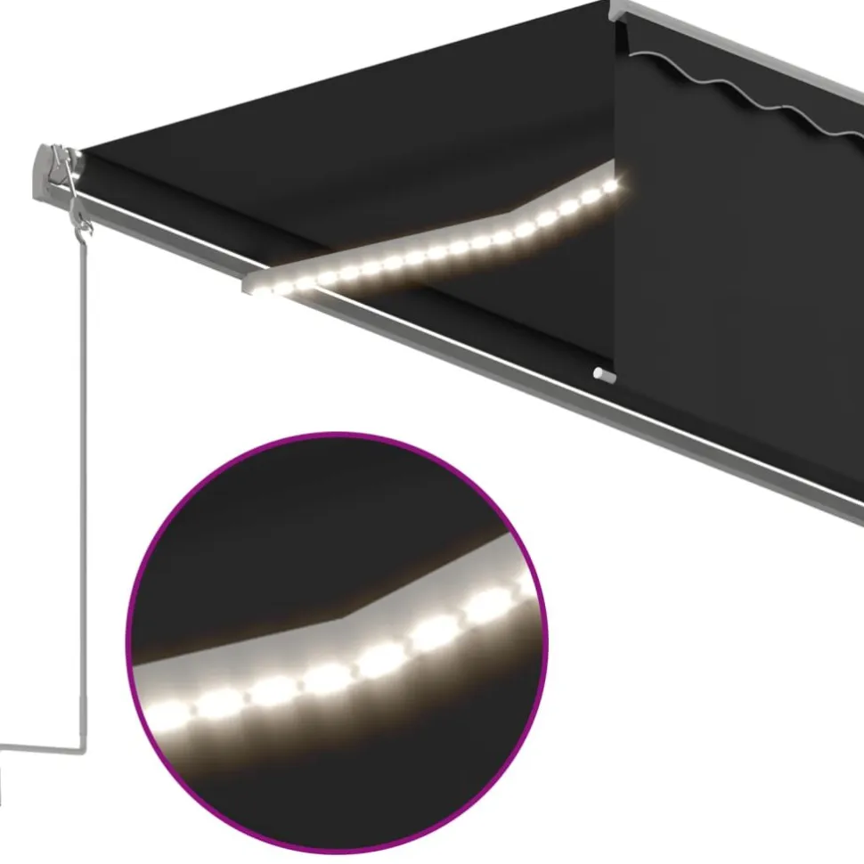 Käsin sisäänkelattava markiisi verhot/LED 3,5x2,5 m kerma