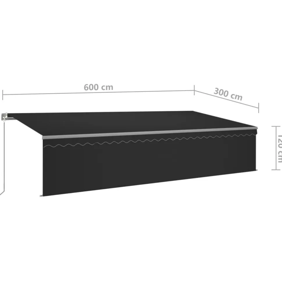 Käsin sisäänkelattava markiisi verhot/LED 3,5x2,5 m kerma