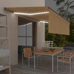 Käsin sisäänkelattava markiisi verhot/LED 3,5x2,5 m kerma