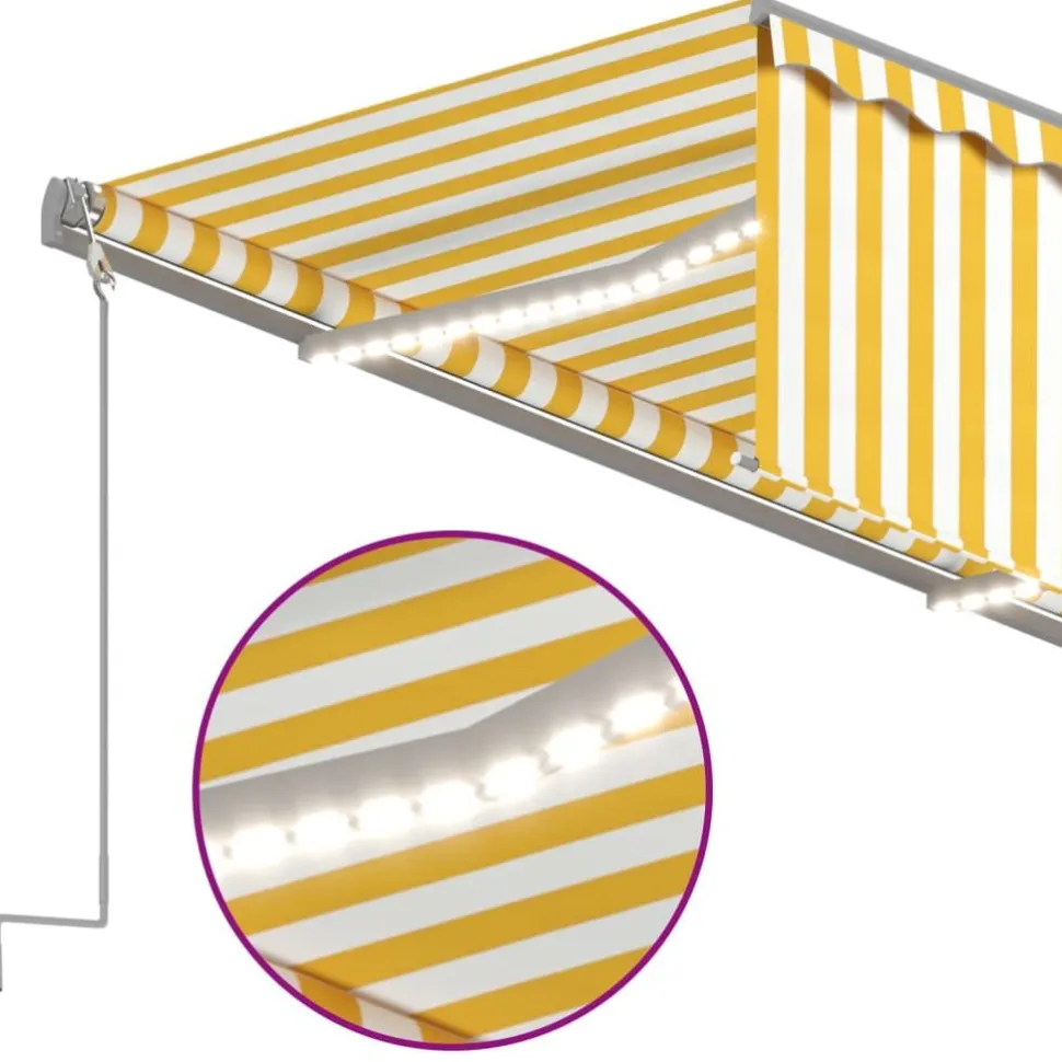 Käsin sisäänkelattava markiisi verhot/LED 3,5x2,5 m kerma