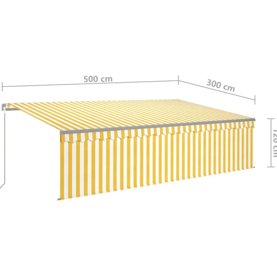 Käsin sisäänkelattava markiisi verhot/LED 3,5x2,5 m kerma