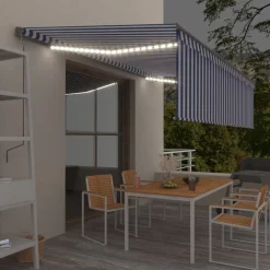 Käsin sisäänkelattava markiisi verhot/LED 3,5x2,5 m kerma