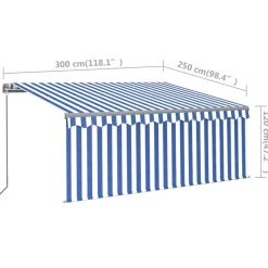 Käsin sisäänkelattava markiisi verhot/LED 3,5x2,5 m kerma