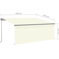 Käsin sisäänkelattava markiisi verhot/LED 3,5x2,5 m kerma