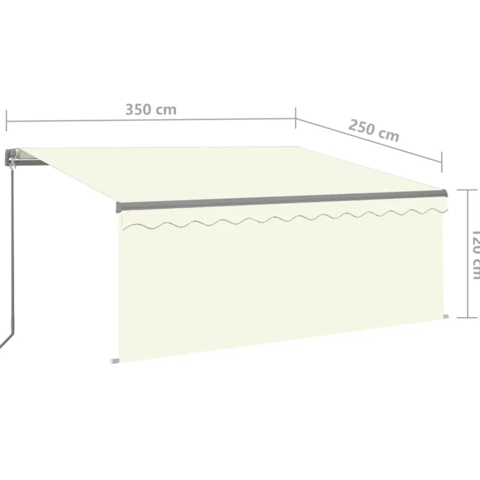 Käsin sisäänkelattava markiisi verhot/LED 3,5x2,5 m kerma
