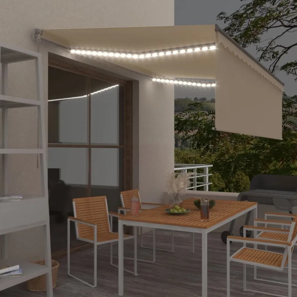 Käsin sisäänkelattava markiisi verhot/LED 3,5x2,5 m kerma