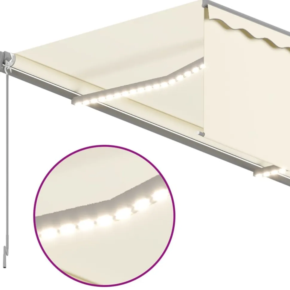 Käsin sisäänkelattava markiisi verhot/LED 3,5x2,5 m kerma
