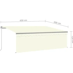 Käsin sisäänkelattava markiisi verhot/LED 3,5x2,5 m kerma