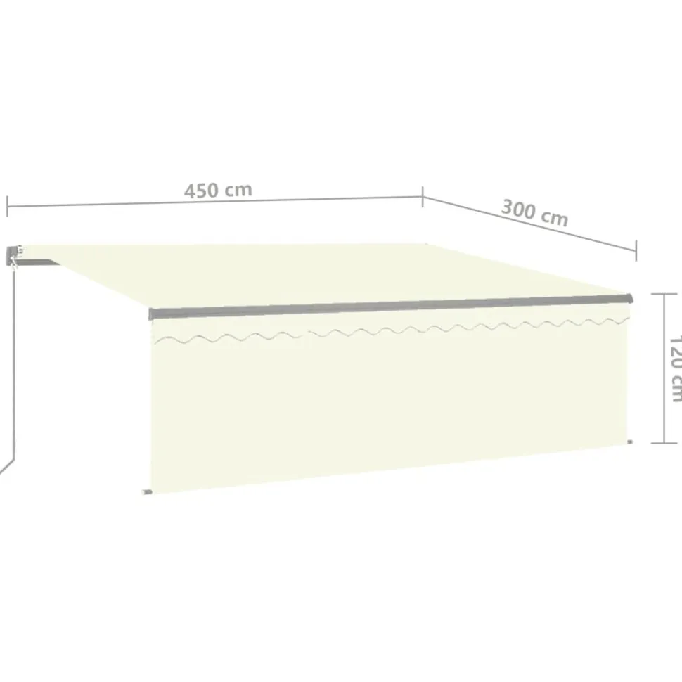 Käsin sisäänkelattava markiisi verhot/LED 3,5x2,5 m kerma