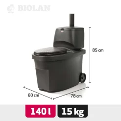 Kuivikekäymälä Biolan 140l, lämpöistuin, tummanharmaa