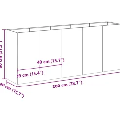 Kukkalaatikko antrasiitti 200x40x80 cm kylmävalssattu teräs (60726)