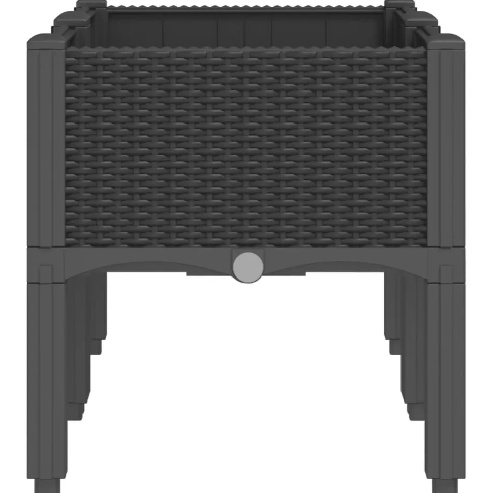 Kukkalaatikko jaloilla musta 80x40x42 cm PP (67893)