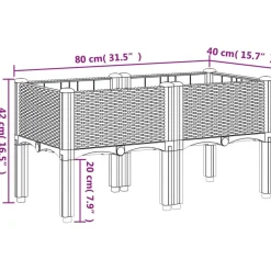 Kukkalaatikko jaloilla musta 80x40x42 cm PP (67893)