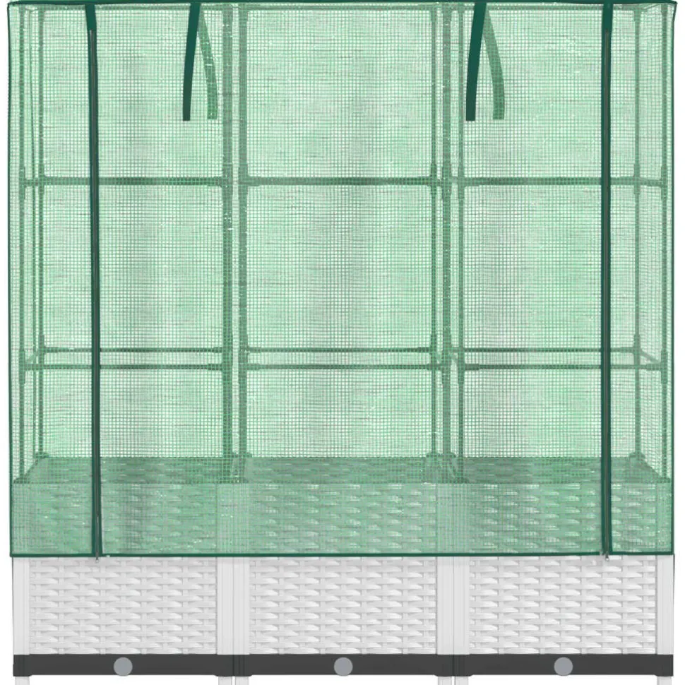 Kukkalaatikko kasvihuonepeitteellä rottinkityyli 120x40x138 cm (15843)