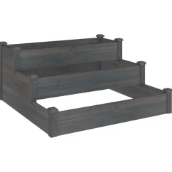 Kukkalaatikko korotettu harmaa 120x120x56 cm täysi kuusi (64306)