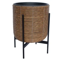 Kukkaruukku Home4You Wicker jalustalla 38x38x49cm, ruskea