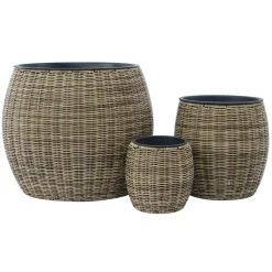 Kukkaruukku Home4You Wicker ø48x40cm, vaaleanruskea