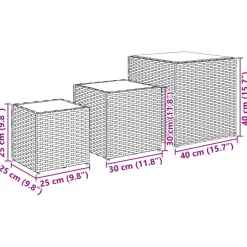 Kukkaruukut 3 kpl harmaa polyrottinki (66397)