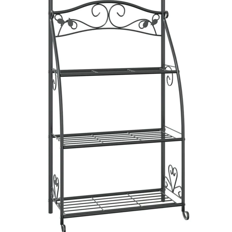 Kukkateline musta 56x30x96 cm teräs