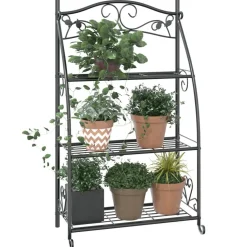Kukkateline musta 56x30x96 cm teräs