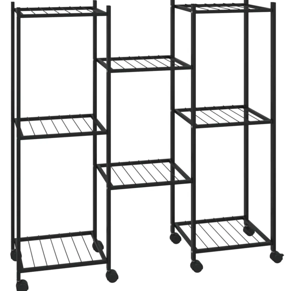 Kukkateline pyörillä 83x25x83,5 cm musta rauta
